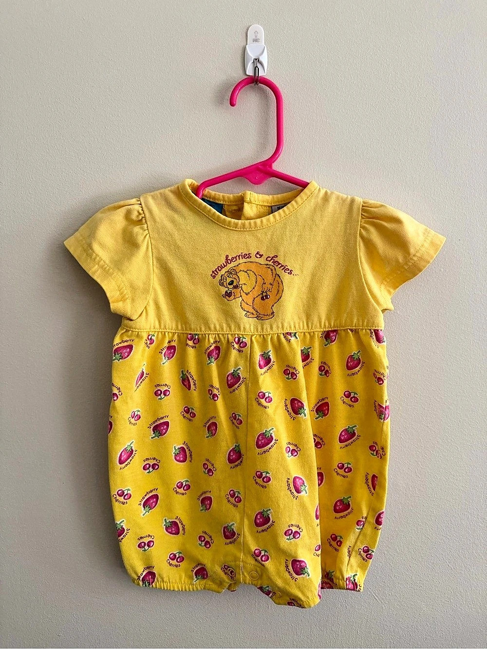 Vintage Bear in the Big Blue House Yellow Romper Size 6-9M